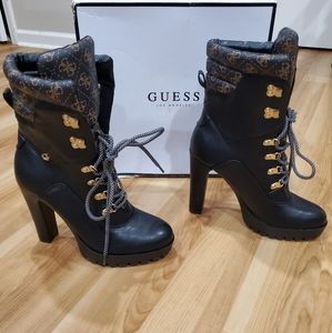 Guess Platform Combat Boots - Black 8.5
